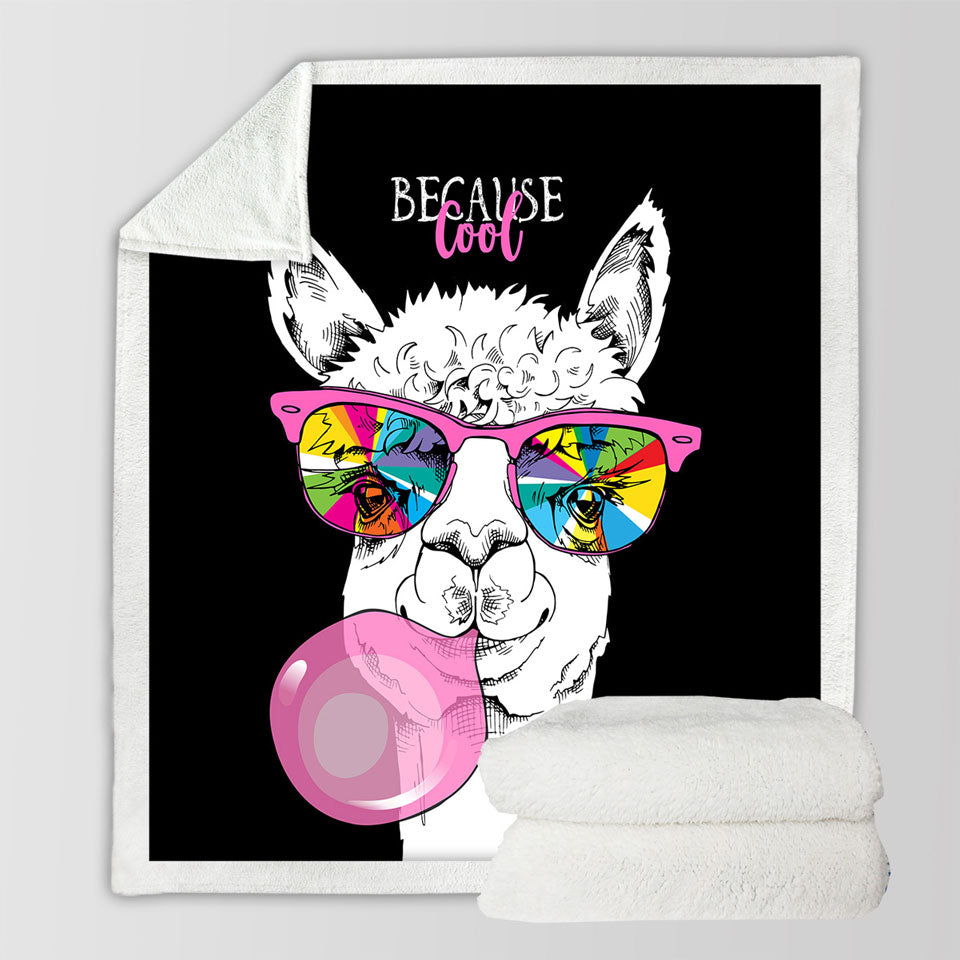 Cool Funny Llama Sherpa Blanket