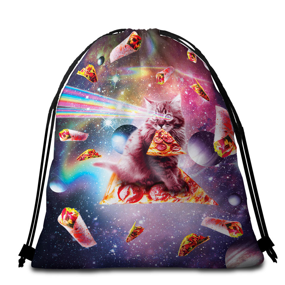 Cool Funny Outer Space Taco Burrito Pizza Cat Beach Towel Pack