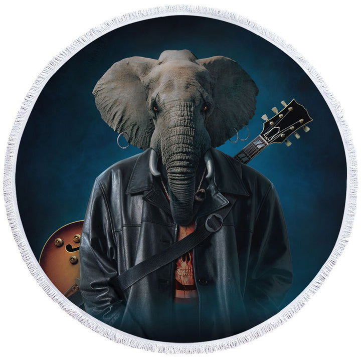 Cool Funny Round Beach Towel Art Elephice Cooper Elephant