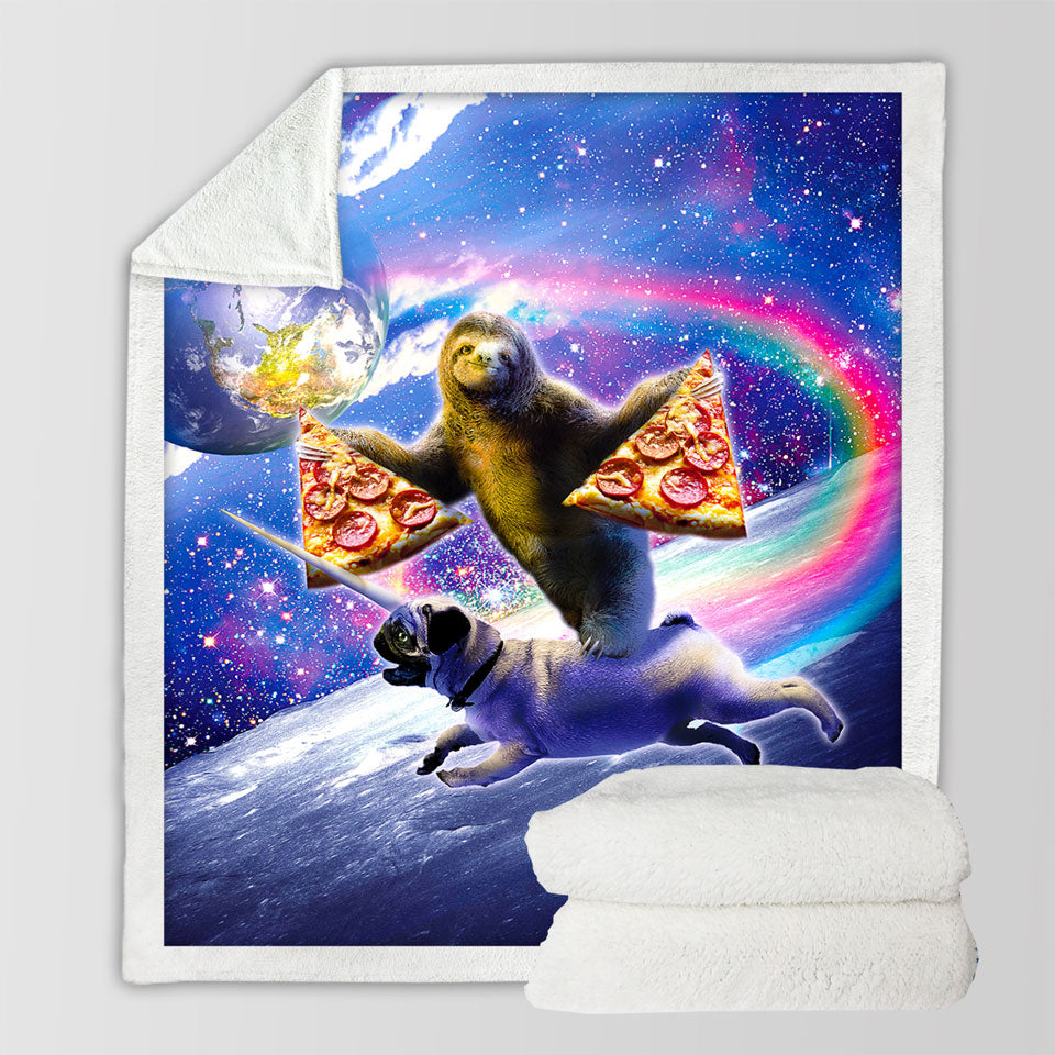 products/Cool-Funny-Sofa-Blankets-Space-Pizza-Sloth-Riding-Pug-Dog