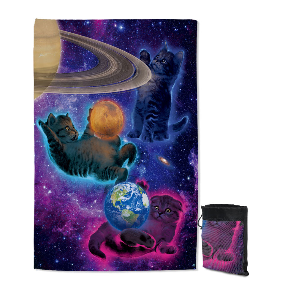 Cool Funny Swims Towel Space Art Cosmic Kittens Cats