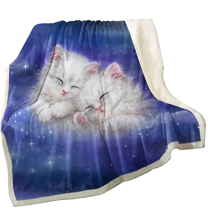 Cool Galaxy Throws Dream Cute White Kittens in Space