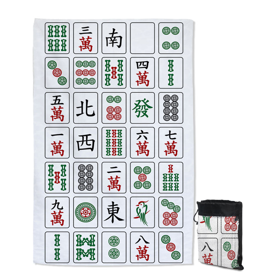 Cool Giant Beach Towels Chinese Mahjong Tiles