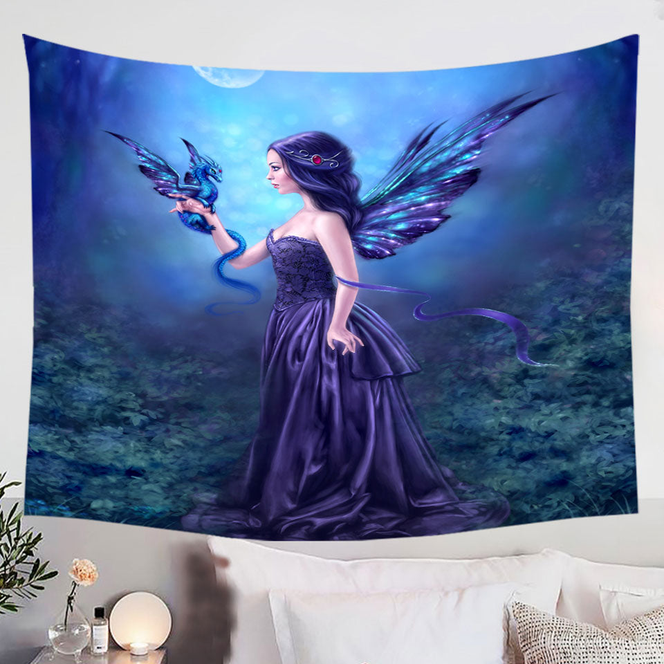 Cool-Girls-Wall-Decor-with-Fantasy-Art-the-Moon-Light-Purple-Dragon-Fairy