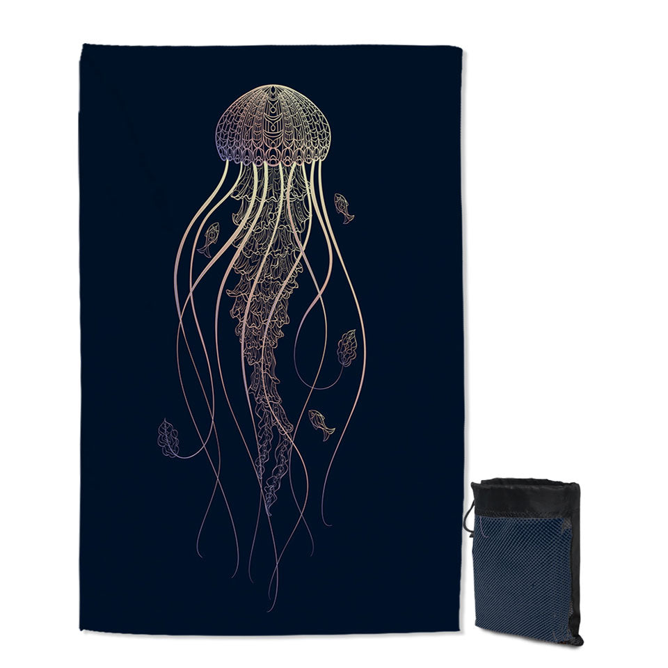 Cool Glowing Golden Jellyfish Thin Beach Towels
