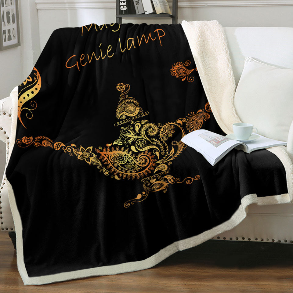 Cool Golden Magical Genie Lamp Throw Blanket