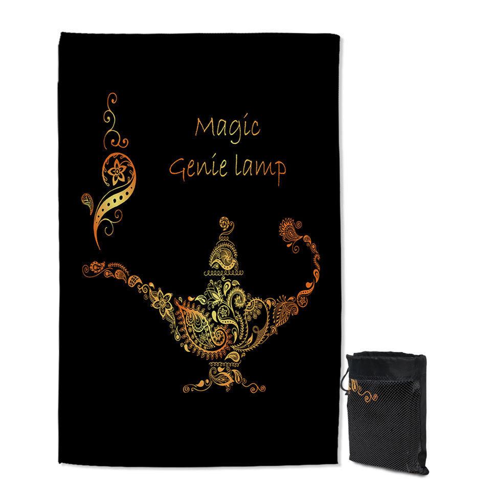 Cool Golden Magical Genie Lamp Travel Beach Towel