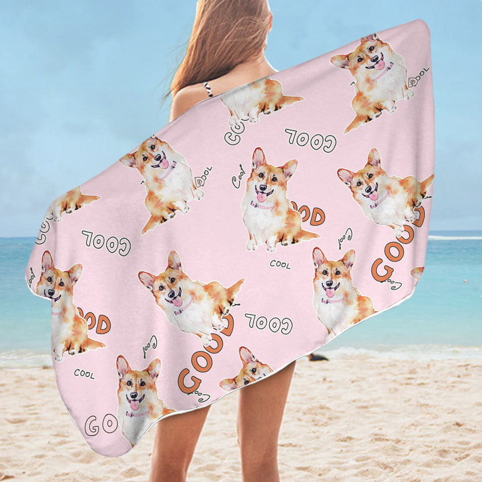 Cool Good Corgi Dog Boys Beach Towels