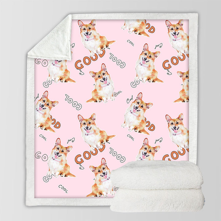 Cool Good Corgi Dog Fleece Blankets