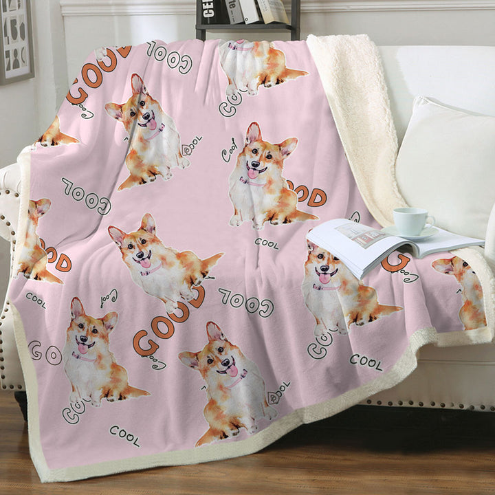 Cool Good Corgi Dog Sherpa Blanket