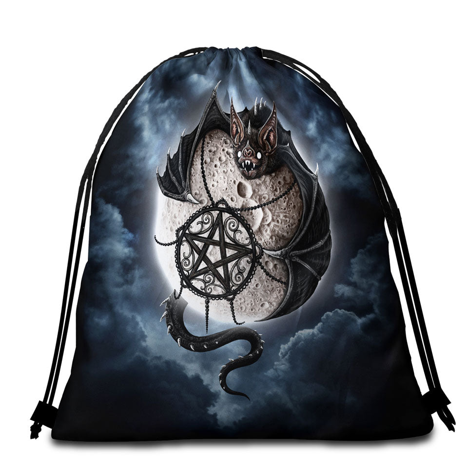 Cool Fantasy White Wolf Beach Towel Bags with Animals