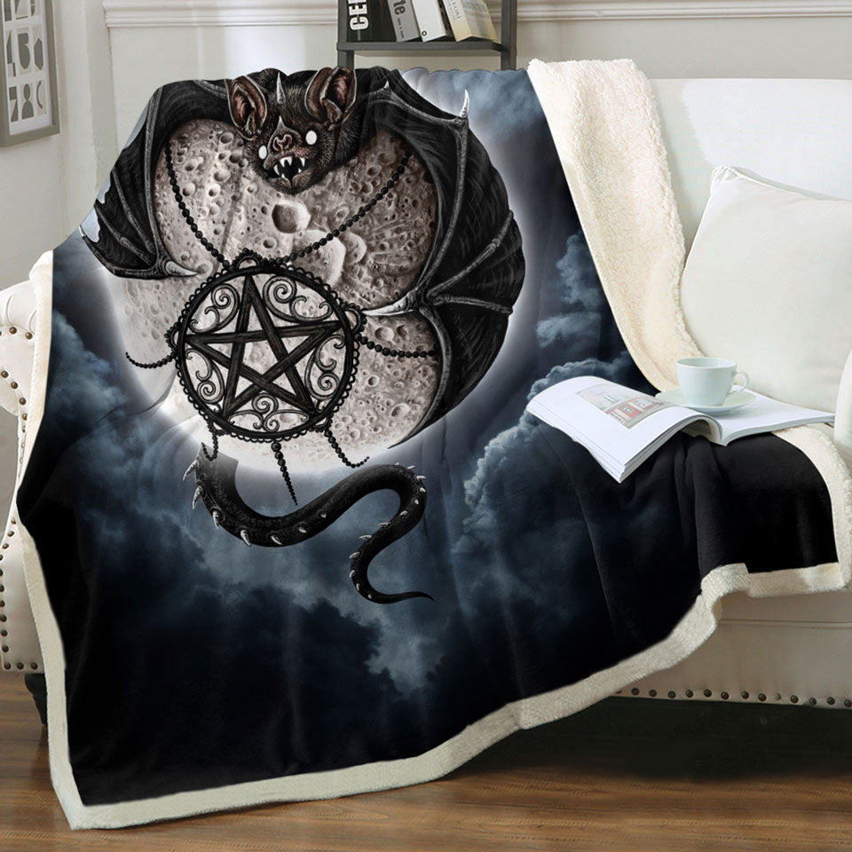 products/Cool-Gothic-Sofa-Blankets-Bat-Art-Full-Moon-Throw-Blanket