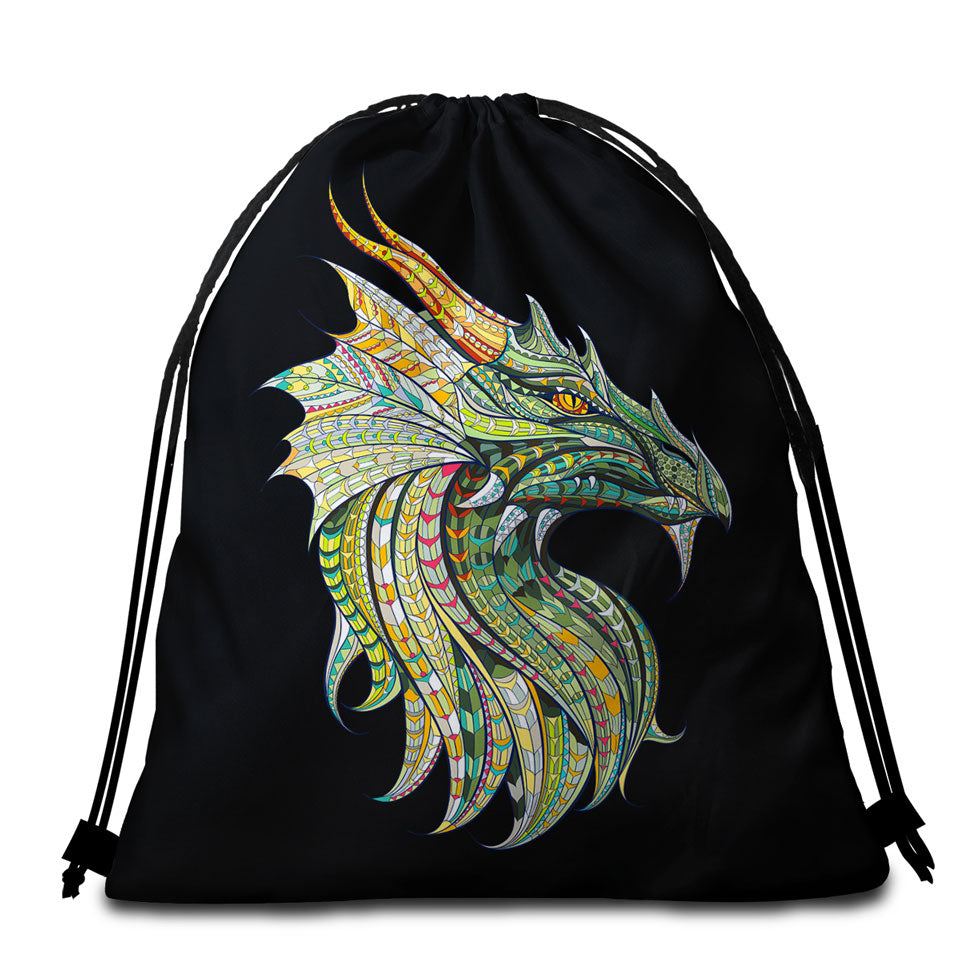 Cool Green Dragon Beach Bags and Towels