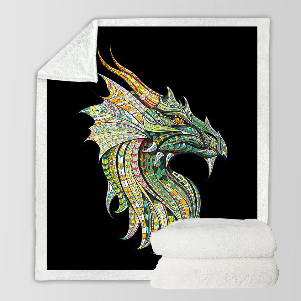 Cool Green Dragon Mens Throw Blanket
