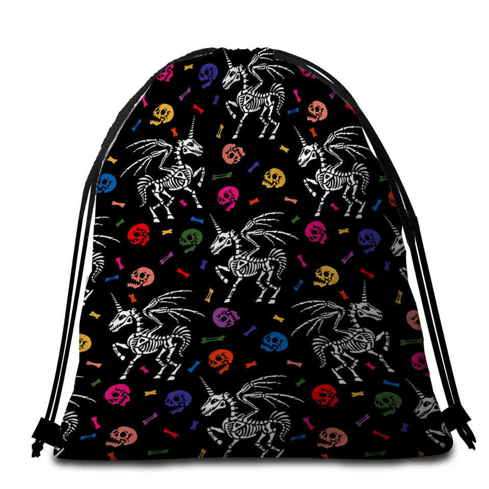 Cool Halloween Beach Towels and Bags Set Unicorn Skeletons and Skulls