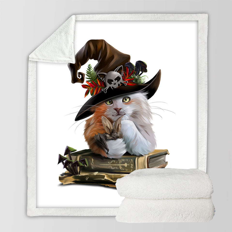 Cool Halloween Decorative Blankets with Witch Cat