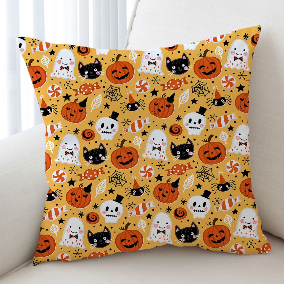 Cool Halloween Sofa Pillows Candies Ghosts and Pumpkins