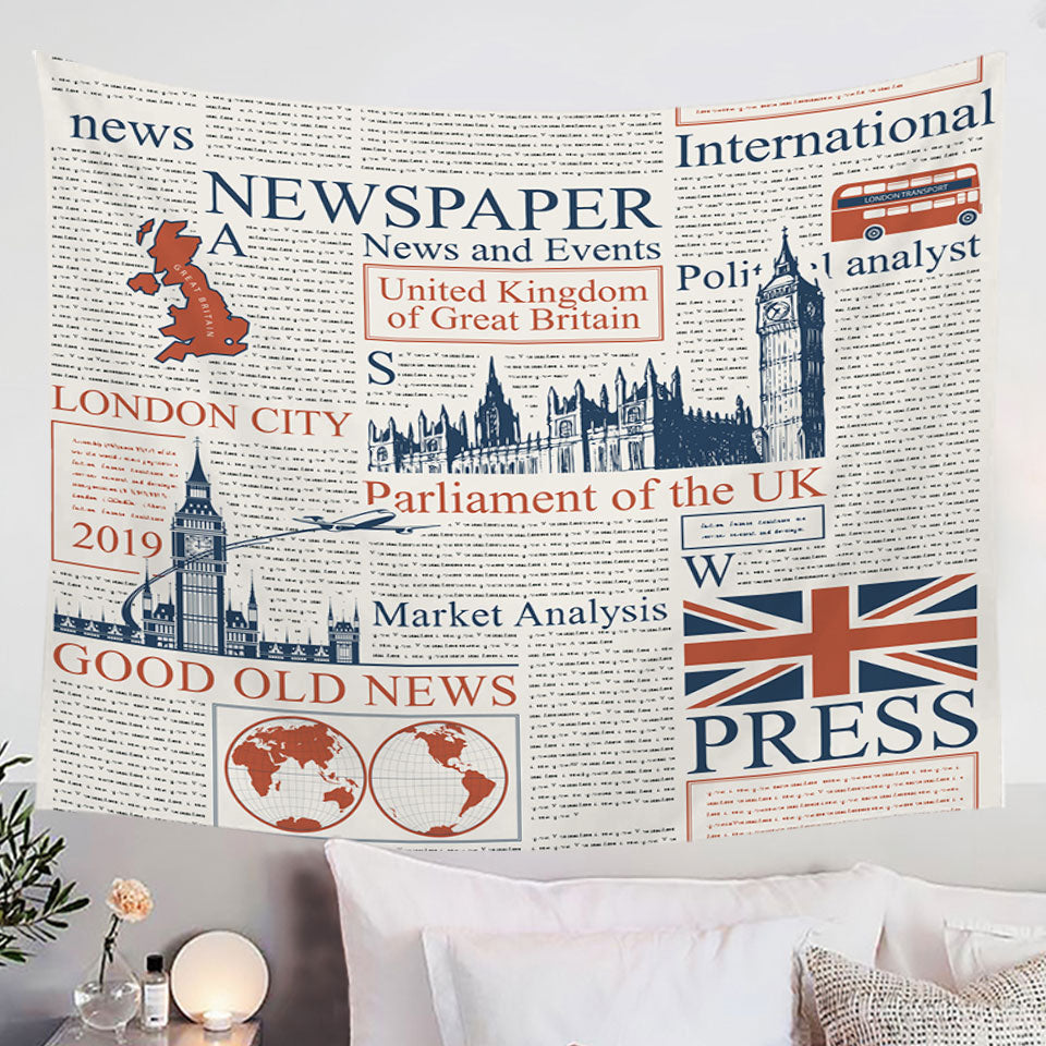 Cool Home Decor Tapestry UK Newspaper