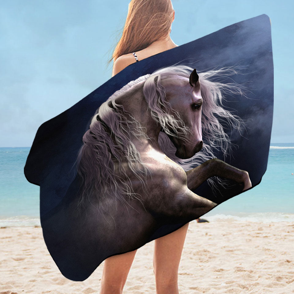 Cool Horse Beach Towels Thrilling White Horse Silver Ghost