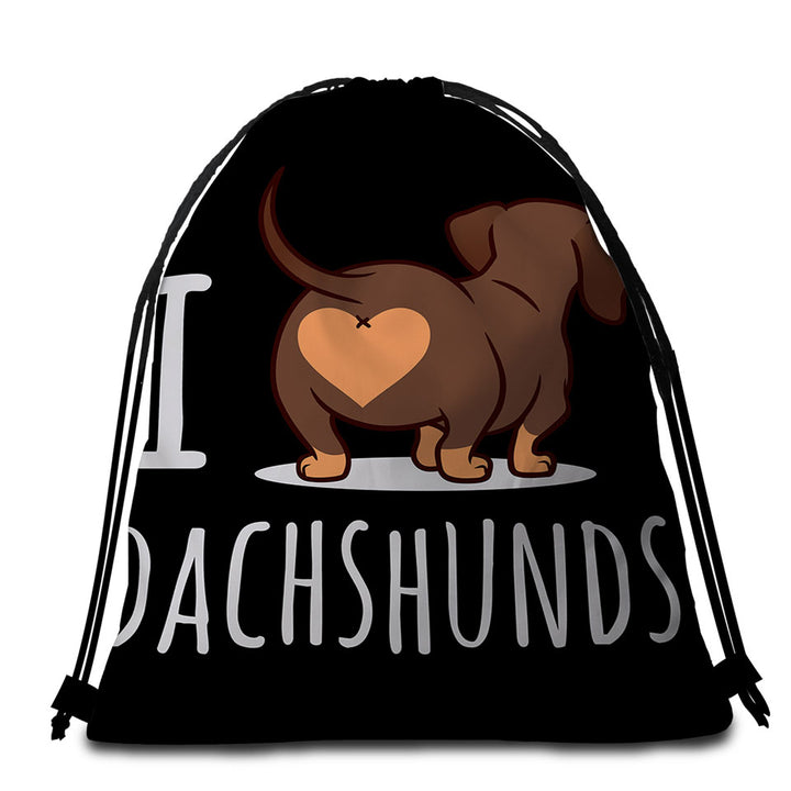 Cool I Love Dachshunds Beach Towel Bags