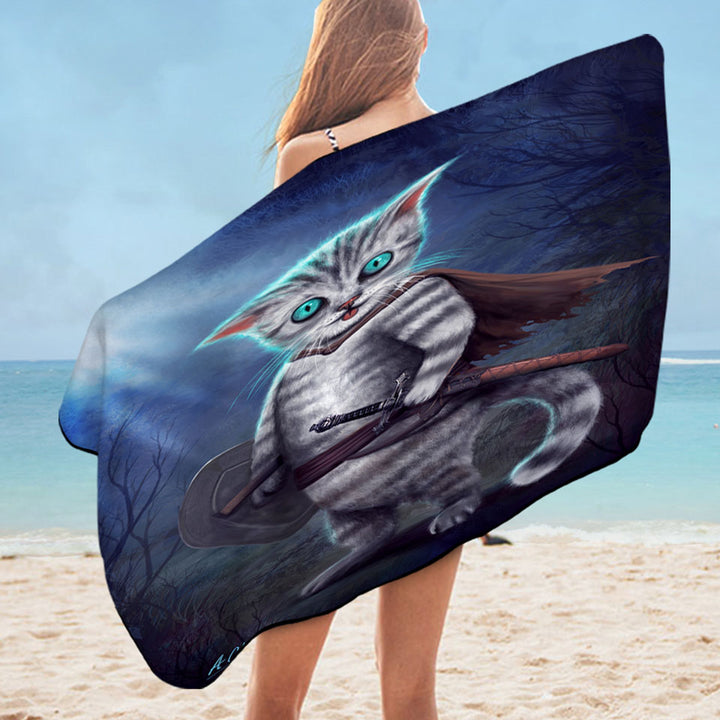 Cool Kids Microfibre Beach Towels Blue Eyed Dagar the Cat