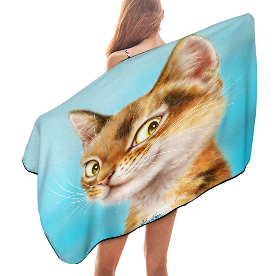 Cool Kids Swimming Towels Cats Drawings Flirtatious Ginger Kitty