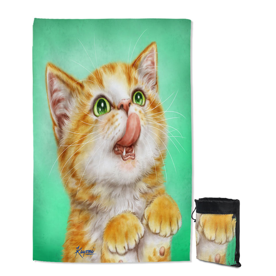 Cool Kids Swimming Towels The Hungry Ginger Kitten Cute Cats Art