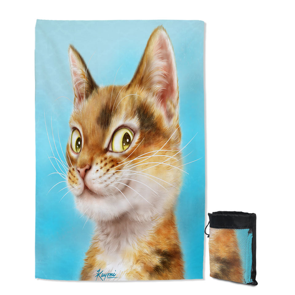 Cool Lightweight Beach Towel Cats Drawings Flirtatious Ginger Kitty