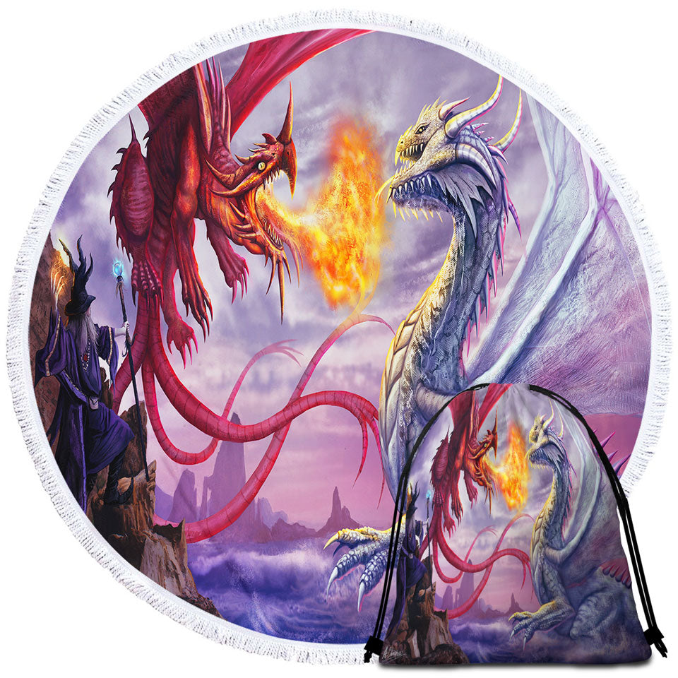 Cool Mens Beach Towel Fantasy Artwork Dragons War