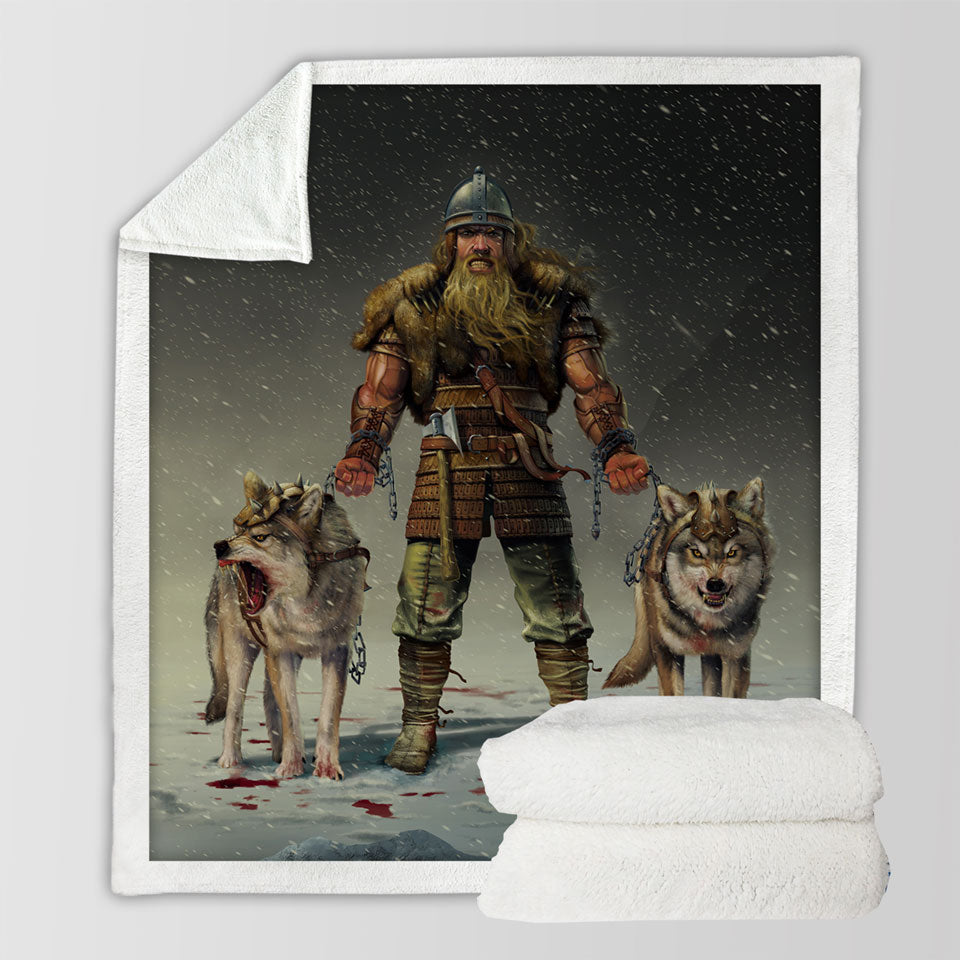 products/Cool-Mens-Fleece-Blankets-Art-Mountain-Viking-and-Wolves