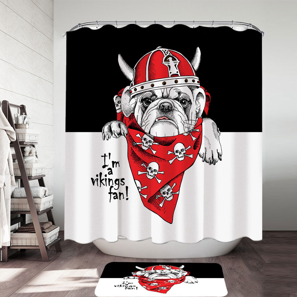 Cool Mens Shower Curtains Viking Tough Bulldog