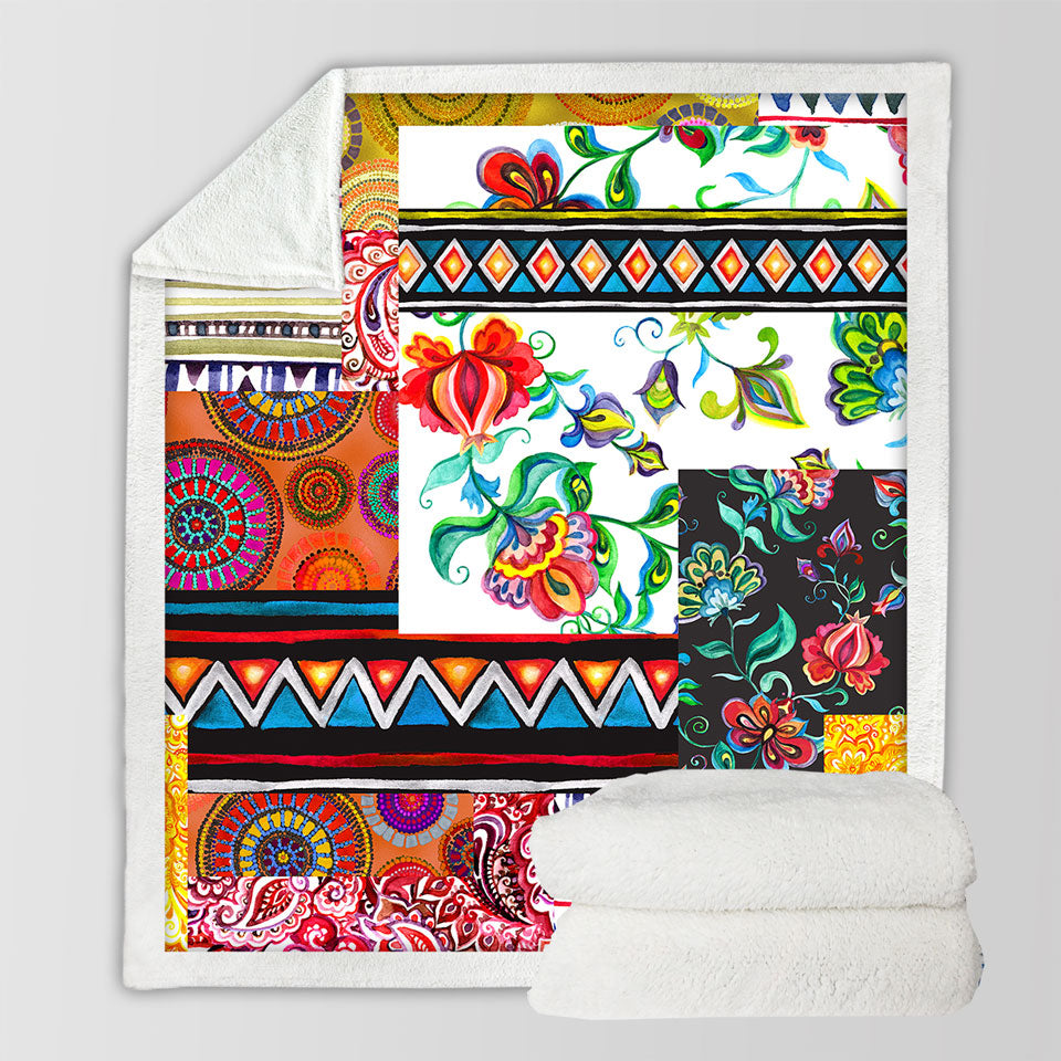 Cool Messy Design Decorative Blankets Mandalas and Flowers