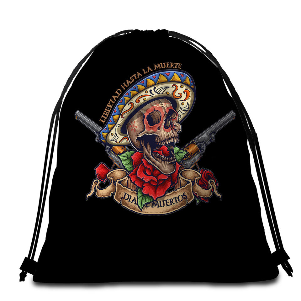 Cool Mexican Skull Beach Towel Bags Free the Dead