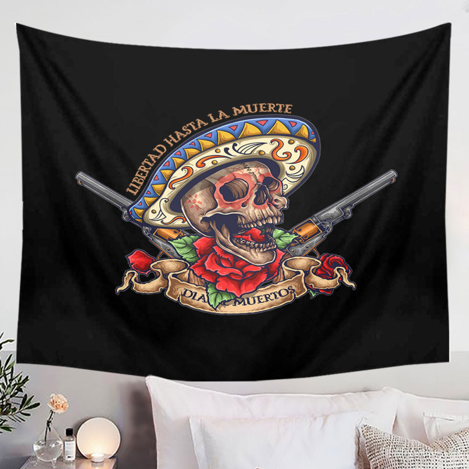 Cool Mexican Skull Free the Dead Wall Decor Tapestry