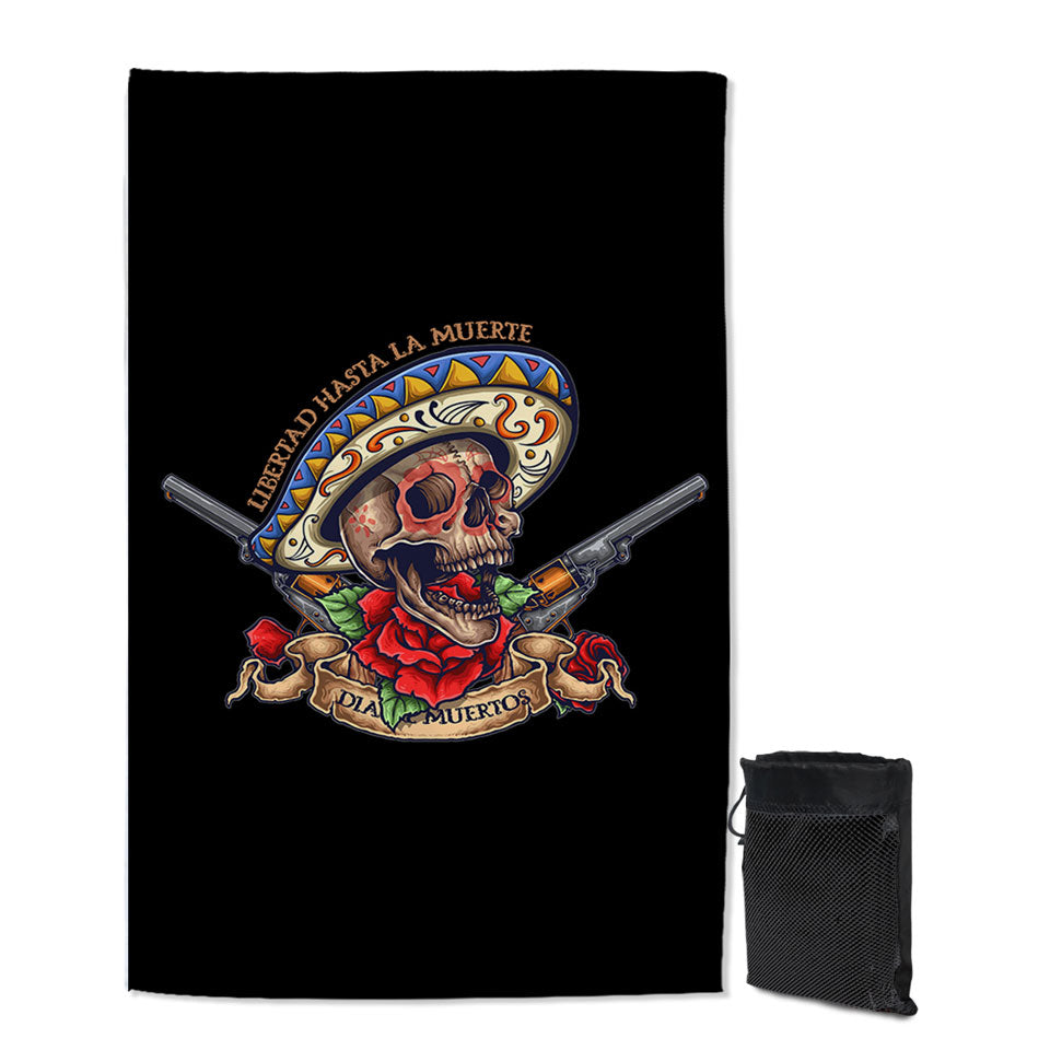 Cool Mexican Skull Travel Beach Towel Free the Dead