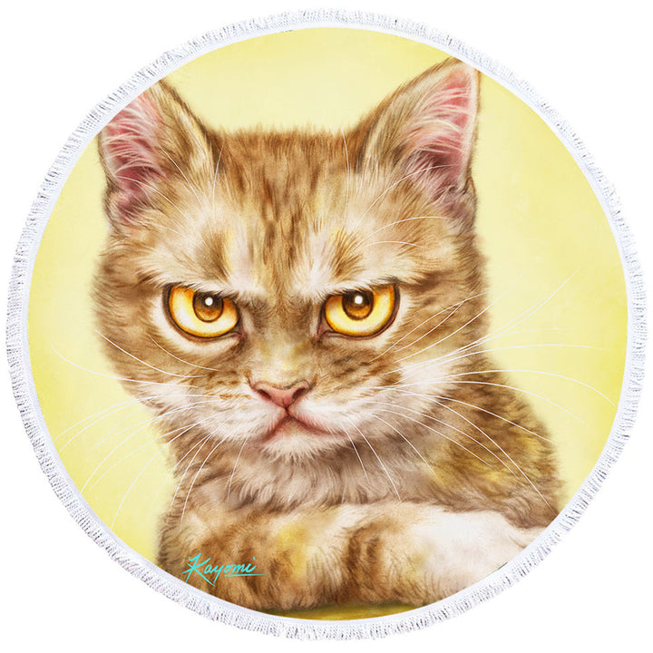 Cool Microfiber Beach Towel Cats Art Serious Kitten