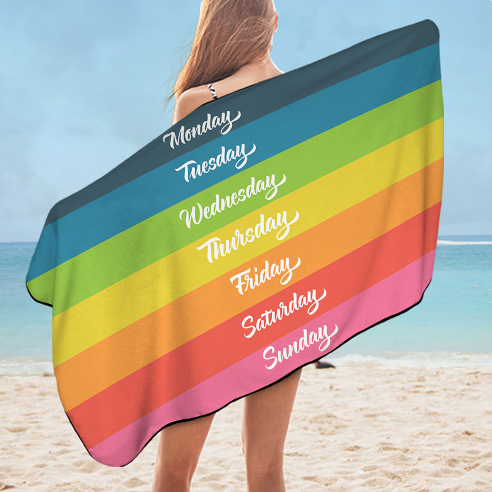 Cool Microfibre Beach Towels Days of the Week Rainbow Flag