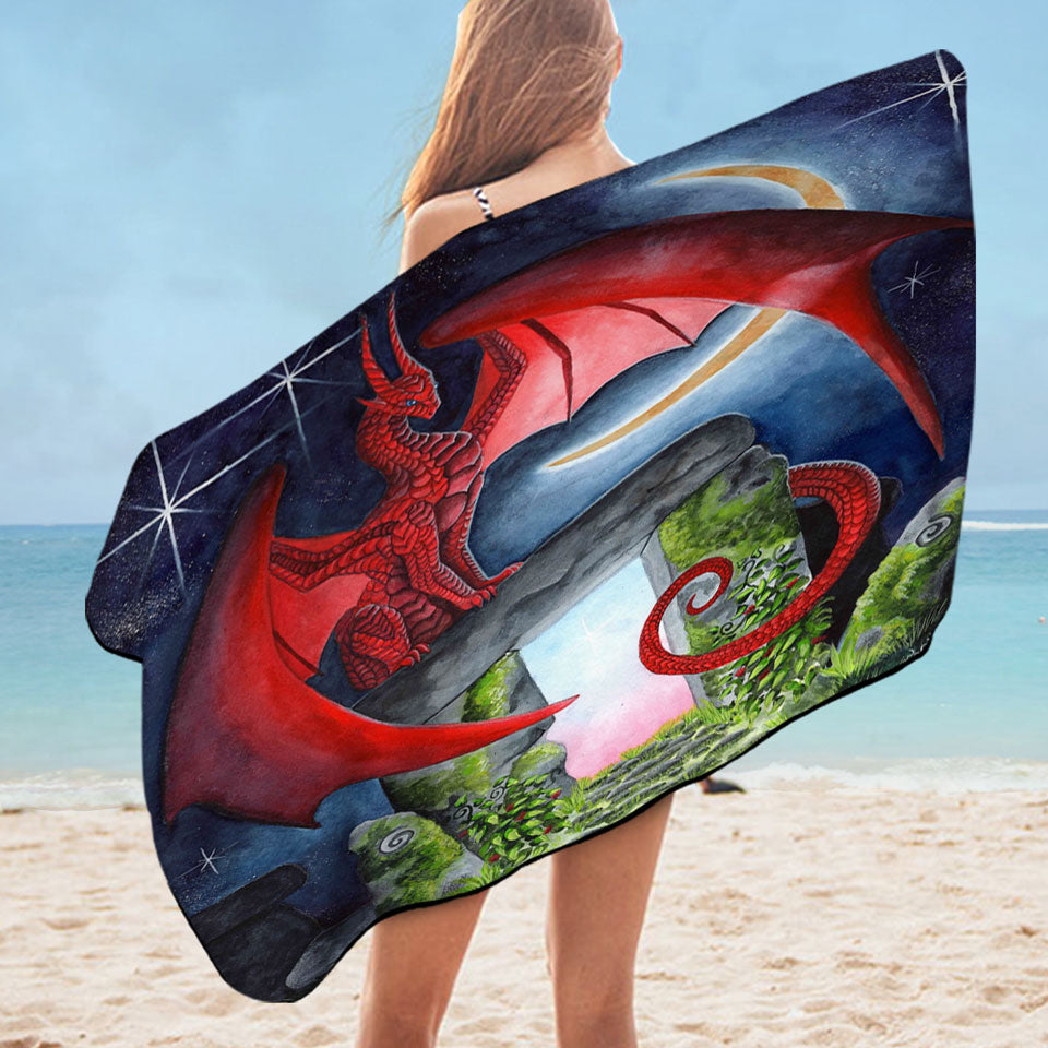Cool Microfibre Beach Towels Watcher at the Morning Gate the Night Dragon