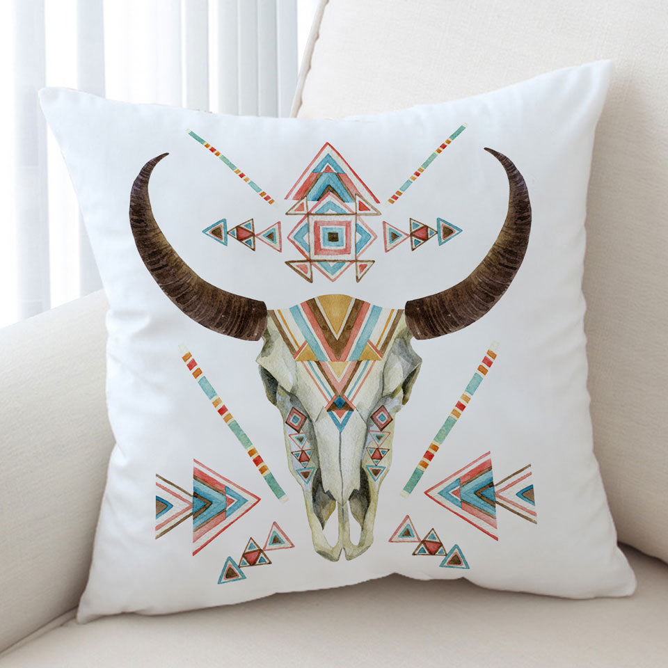 Cool Multi Colored Bull Skull Cushion Covers for Men