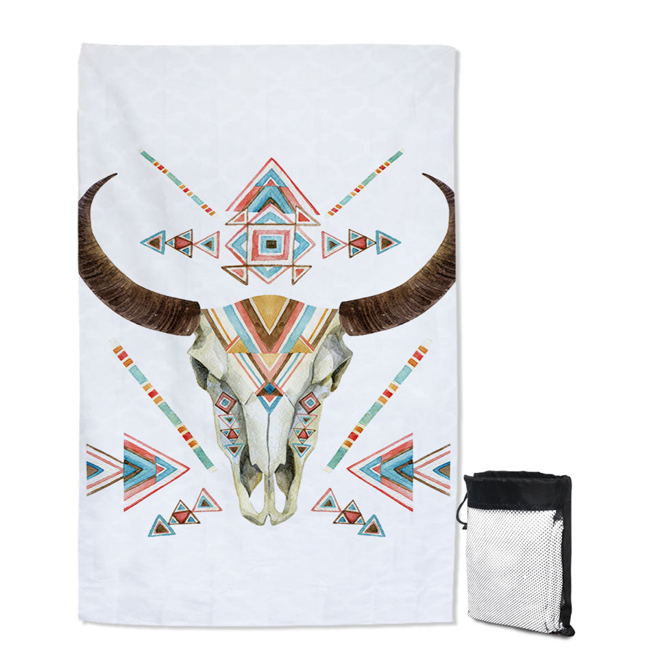 Cool Multi Colored Bull Skull Travel Beach Towel for Men