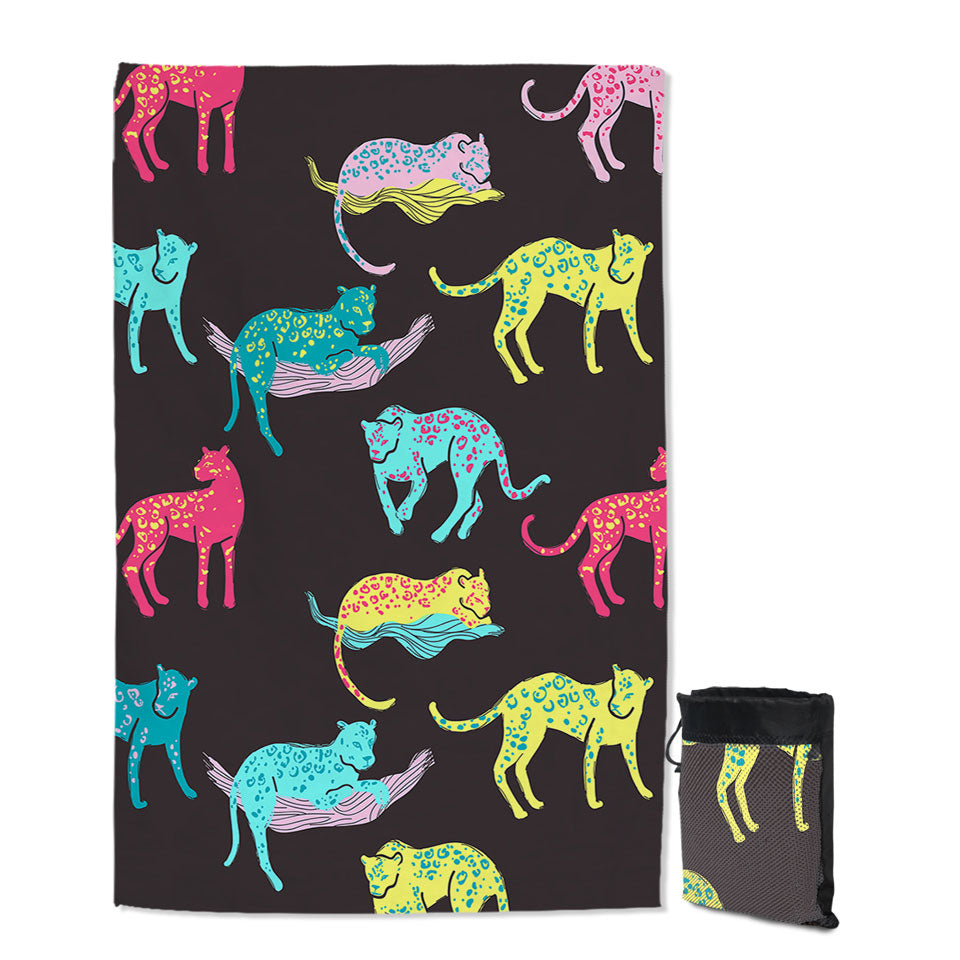 Cool Multi Colored Giant Beach Towel with Leopards