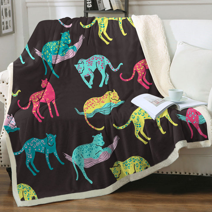 Cool Multi Colored Leopards Throw Blanket