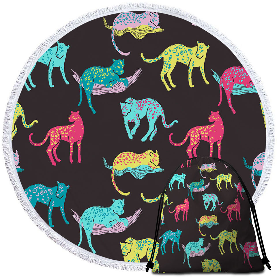 Cool Multi Colored Microfibre Beach Towels with Leopards