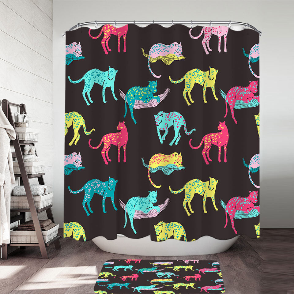 Cool Multi Colored Shower Curtains with Leopards