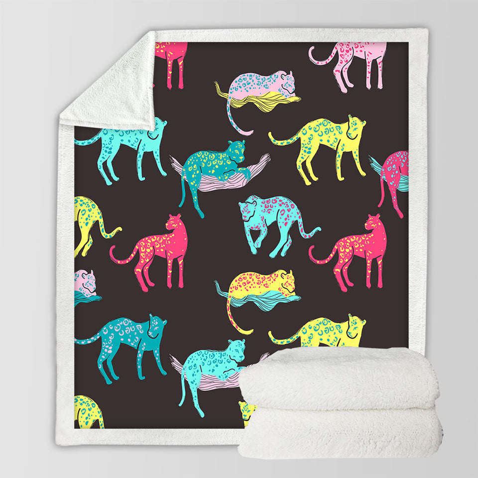 Cool Multi Colored Sofa Blankets with Leopards