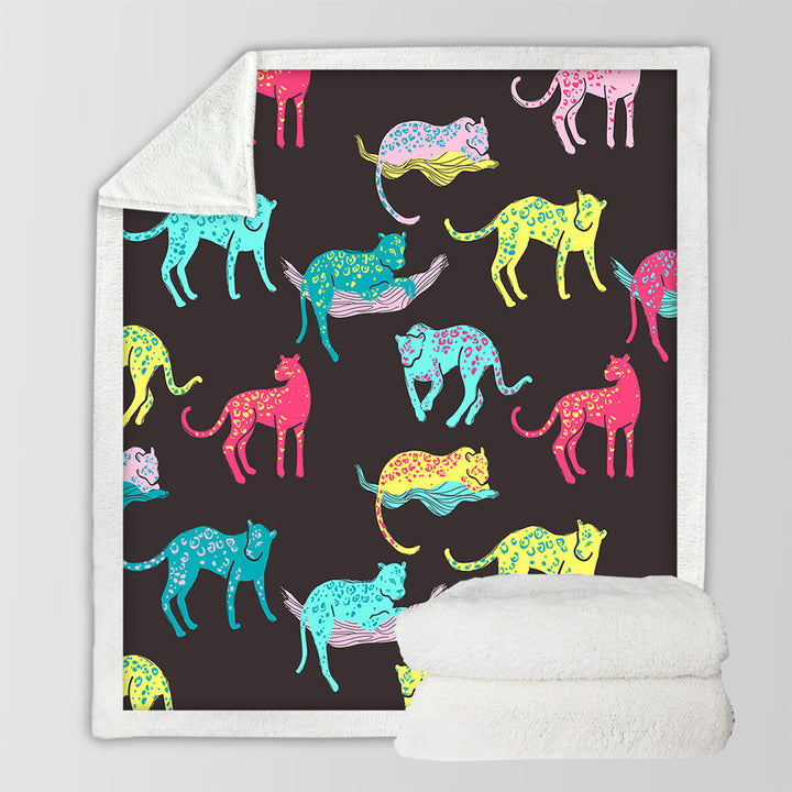 Cool Multi Colored Sofa Blankets with Leopards
