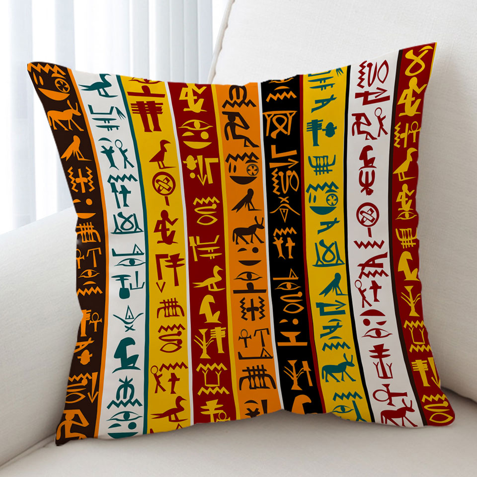 Cool Multi Colored Stripes Cushions with Ancient Symbols