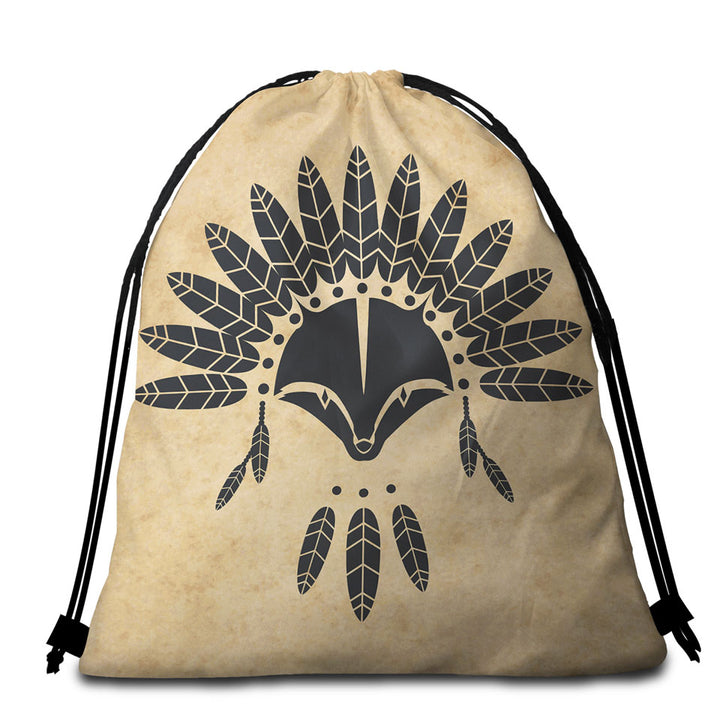 Cool Native American Raccoon Beach Towel Bags