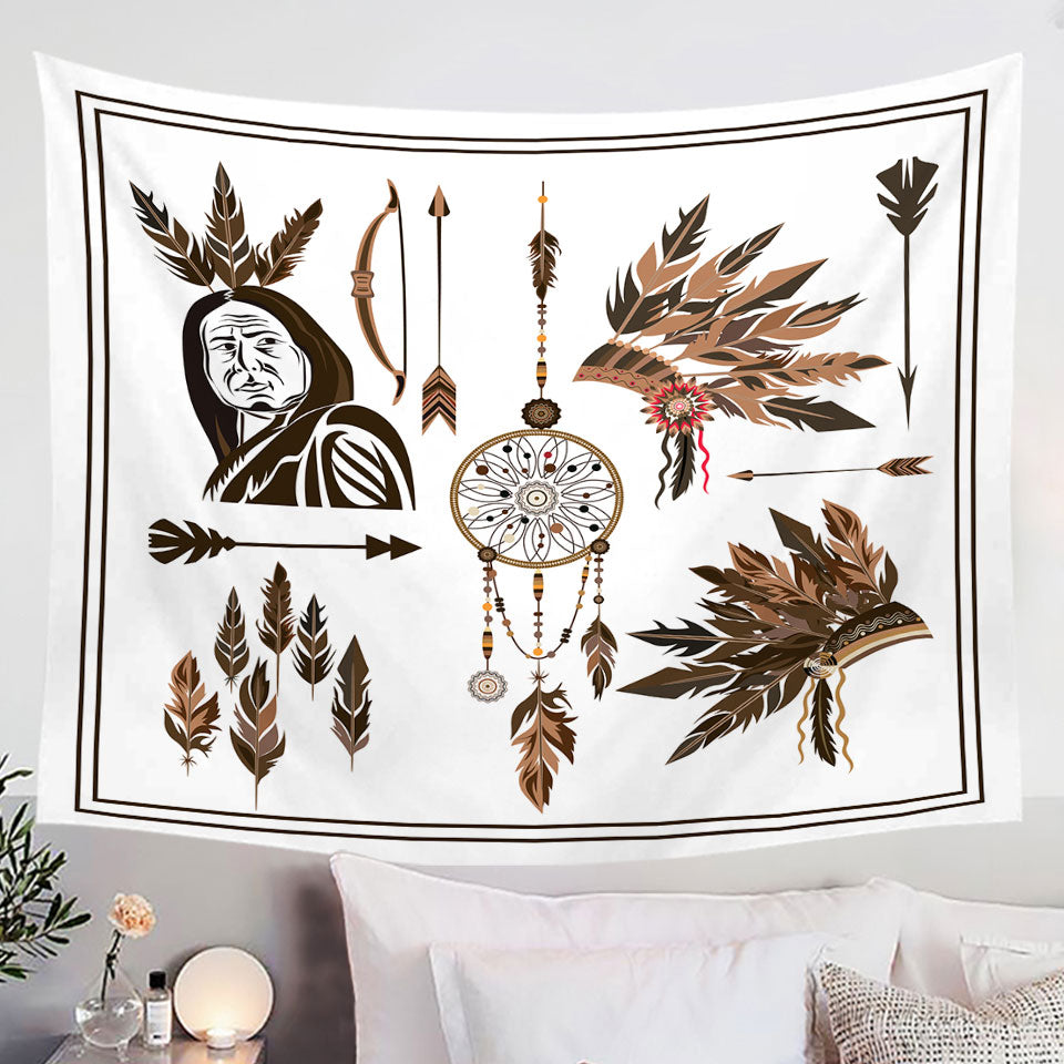 Cool Native American Set Tapestry Wall Hanging