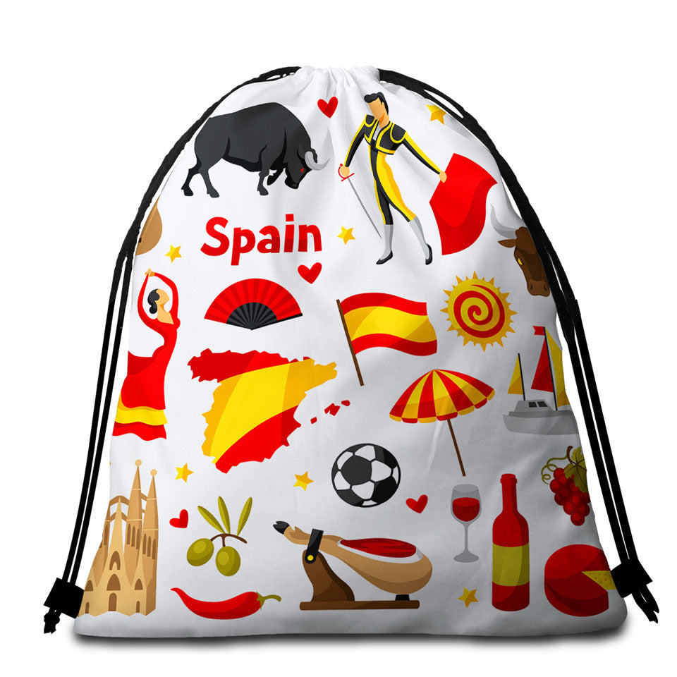 Cool Pattern Beach Towel Pack with Spain Attractions